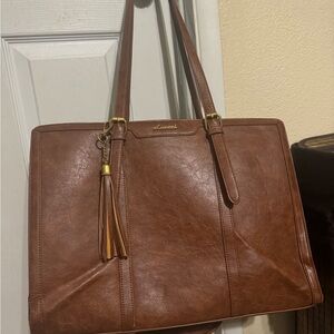 Lovevook Vintage Embossed Leather Laptop Tote
